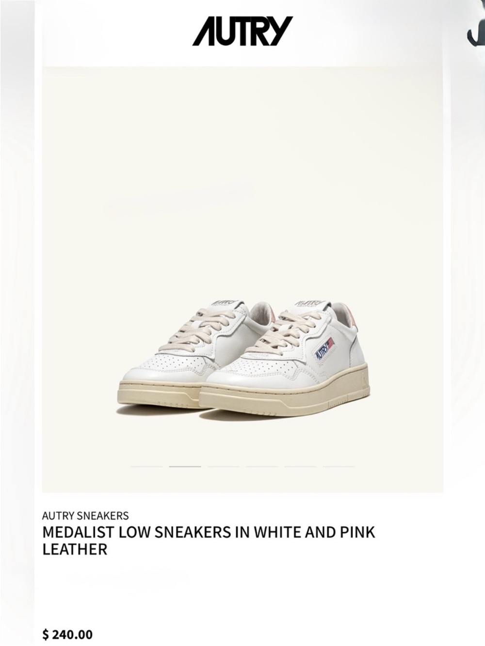 AUTRY SNEAKERS MISMATCHED
MEDALIST LOW SNEAKERS WHITE PINK LEATHER kids 30 
$240